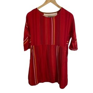 ACE & JIG MULTICOLORED RED STRIPED SHIFT MINI DRESS WITH 3/4 SLEEVE SIZE XS
